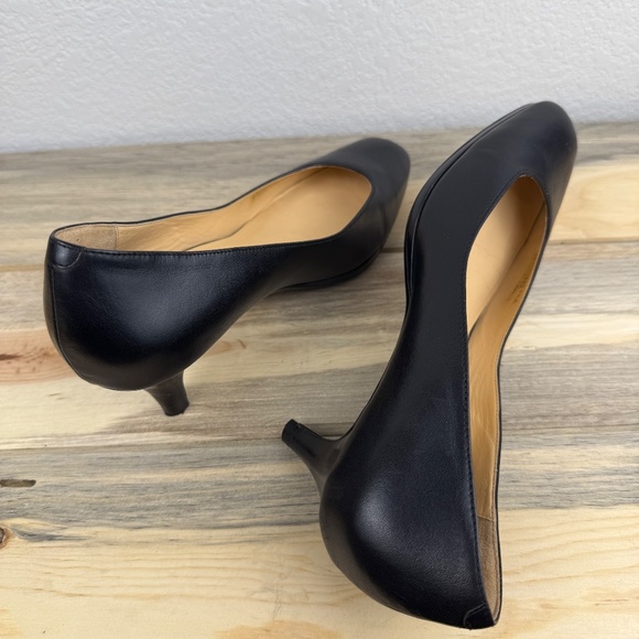 Cole Haan Nike Air Collab Black Leather Pump Kitten Heel Square Toe Size 8AA - Picture 5 of 13